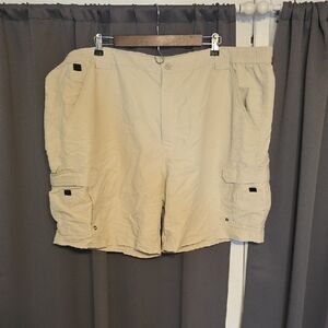 World Wide Sportsman Men's Tan Cargo Shorts Lightweight Pockets Sz 48 EUC